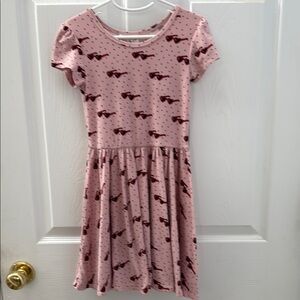 Dot Dot Smile Size 5/6 Girls Dress Pink Red Sun Glasses Flutter Sleeve Sundress